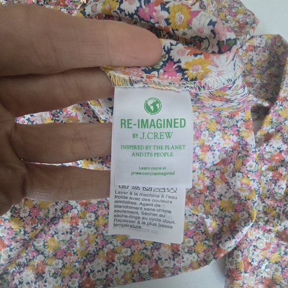 J. Crew Liberty Fabric Ruffle Front Button Up Long Sleeve Shirt Women's Large - Picture 11 of 12